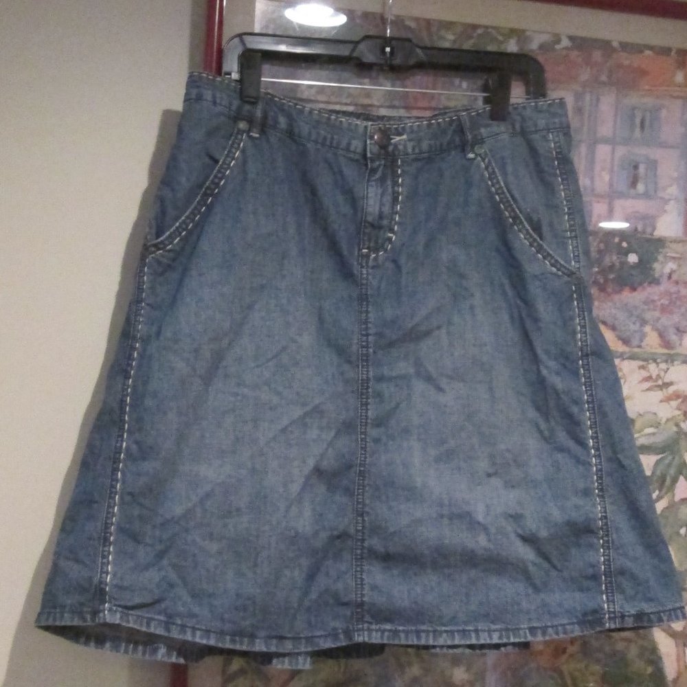 Free People A-line Pleated Back Jean Denim Skirt